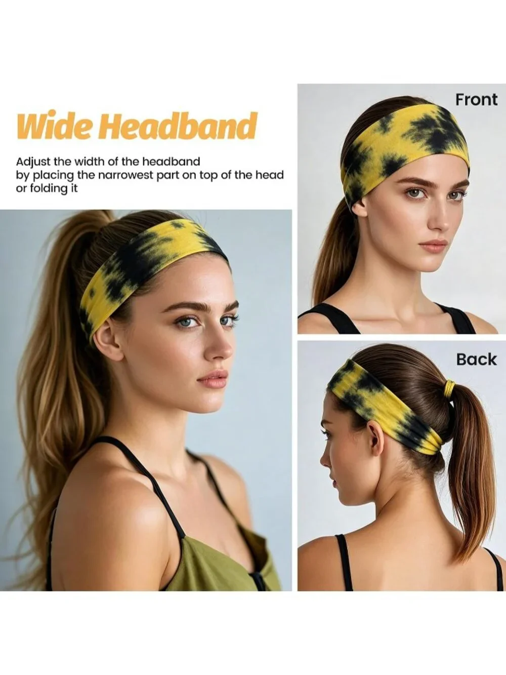 Women X-Colorful-1-8 Stretchy 6 Pack Headbands Yoga Sweatband Hair Accessories